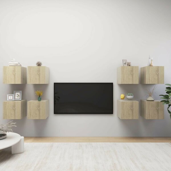 8 db sonoma tölgy falra szerelhető TV-szekrény 30,5x30x30 cm