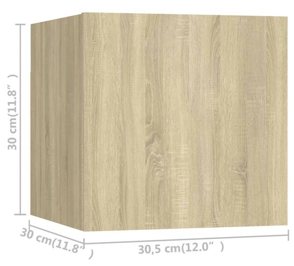 8 db sonoma tölgy falra szerelhető TV-szekrény 30,5x30x30 cm