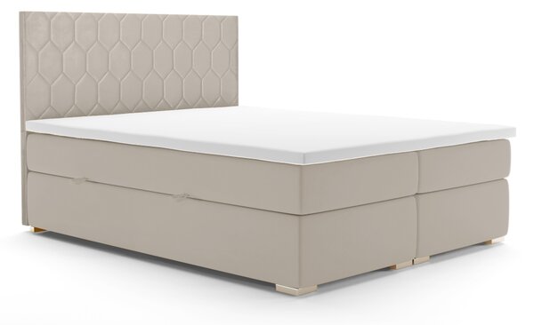 Franciaágy Boxspring 160 cm Piranno (bézs) (tárolóhellyel)