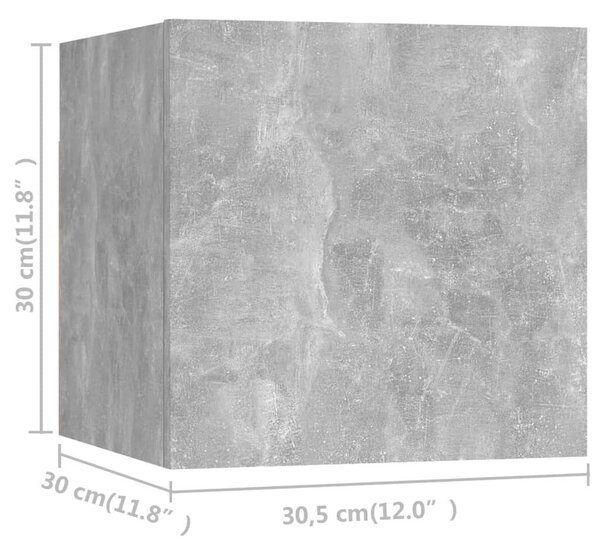 8 db betonszürke falra szerelhető TV-szekrény 30,5 x 30 x 30 cm