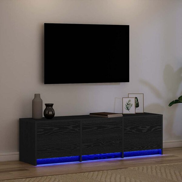 VidaXL TV szekrény LED világítással Fekete tölgy 140 x 34 x 40 cm