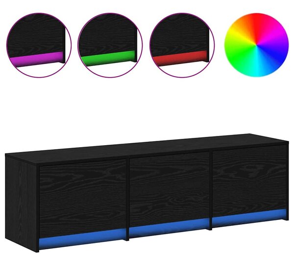 VidaXL TV szekrény LED világítással Fekete tölgy 140 x 34 x 40 cm