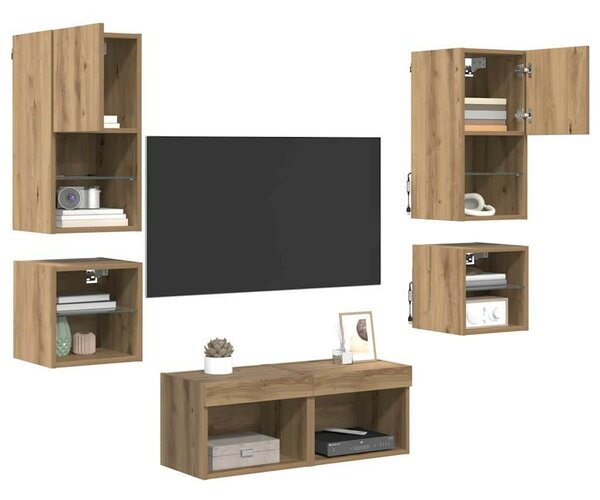 VidaXL TV Fali Egységek 8 pcs Artisan tölgy Faanyag
