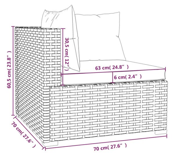VidaXL 6 részes barna polyrattan kerti ülőgarnitúra párnákkal