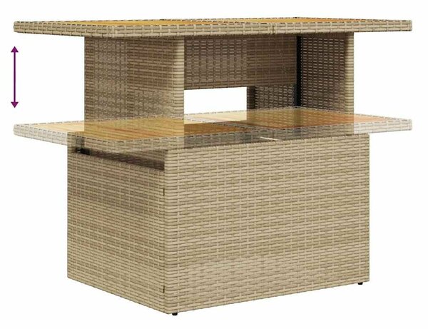 VidaXL 6 részes bézs polyrattan akácfa kerti ülőgarnitúra párnával