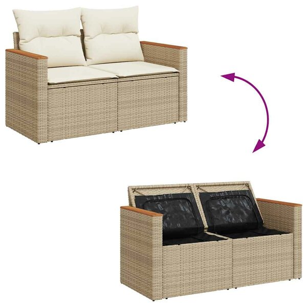 VidaXL 11 részes bézs polyrattan akácfa kerti ülőgarnitúra párnákkal