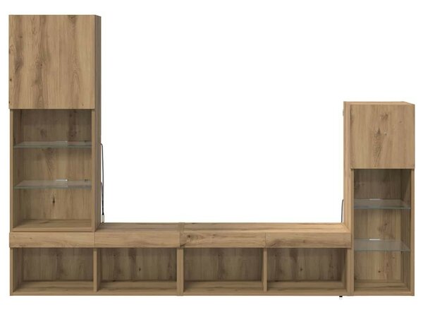 VidaXL TV Fali Egységek LED -es lámpákkal 4 pcs Artisan tölgy Faanyag