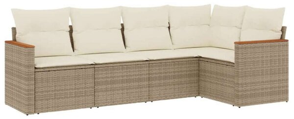 VidaXL 5 Részes Polyrattan Kerti Ülőgarnitúra - Bézs