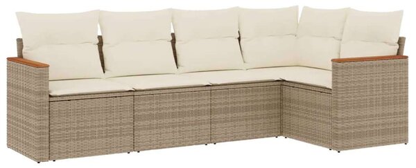 VidaXL 5 Részes Polyrattan Kerti Ülőgarnitúra - Bézs