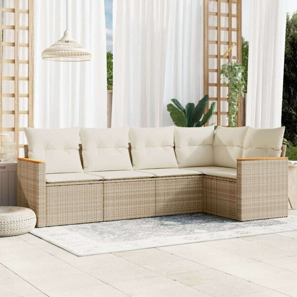 VidaXL 5 Részes Polyrattan Kerti Ülőgarnitúra - Bézs