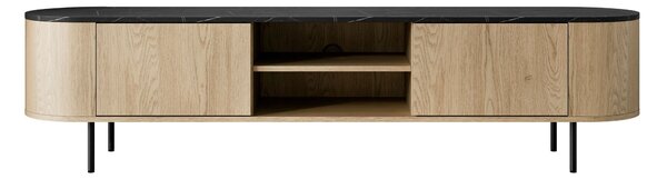 TV-állvány Comfivo Livtena I, Közepes sűrűségű farostlemez, Laminált forgácslap, 45x184x40cm, Tölgy, Fekete, Fekete márvány