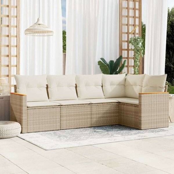 VidaXL 5 Részes Polyrattan Kerti Ülőgarnitúra - Bézs