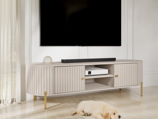 TV-állvány Comfivo Mirsoni, Laminált forgácslap, Közepes sűrűségű farostlemez, 54x175x40cm, Bézs
