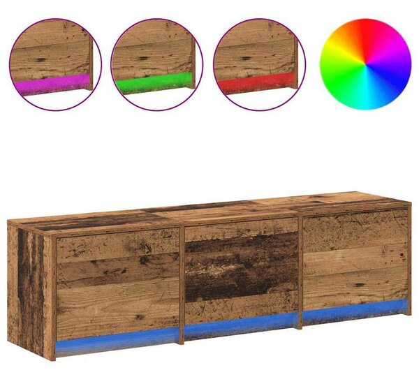 VidaXL TV szekrény LED világítással Öreg fa 140 x 34 x 40 cm Faanyag