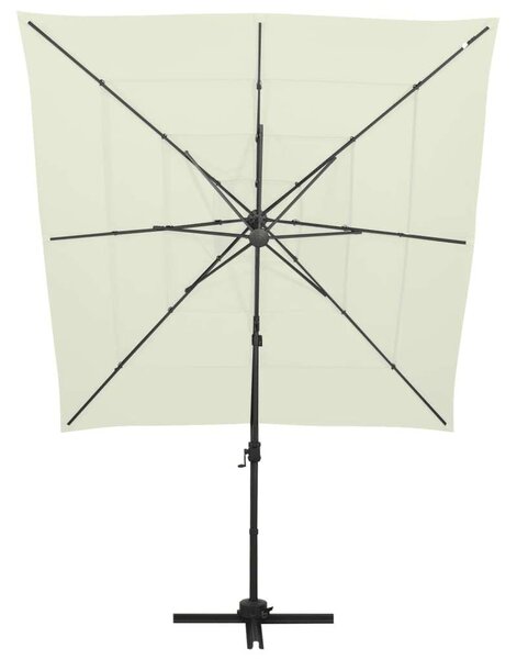 4 Szintes Napernyő - Alumínium - Homokszín - 250x250 cm