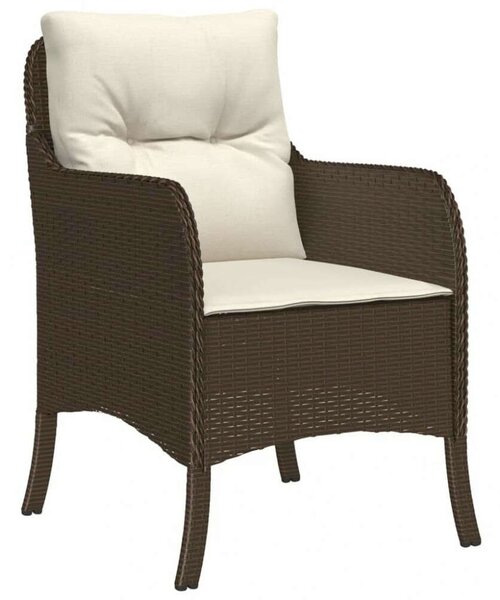 VidaXL 5-részes barna polyrattan kerti étkezőgarnitúra párnákkal
