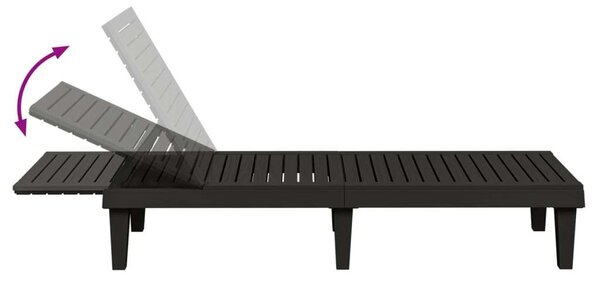 VidaXL Napozóágy - Fekete - 155x58x83 cm