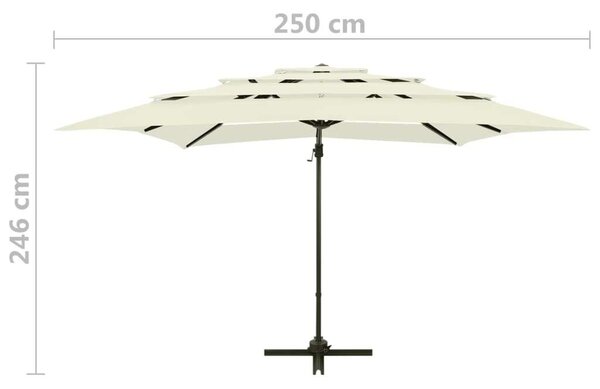 4 Szintes Napernyő - Alumínium - Homokszín - 250x250 cm