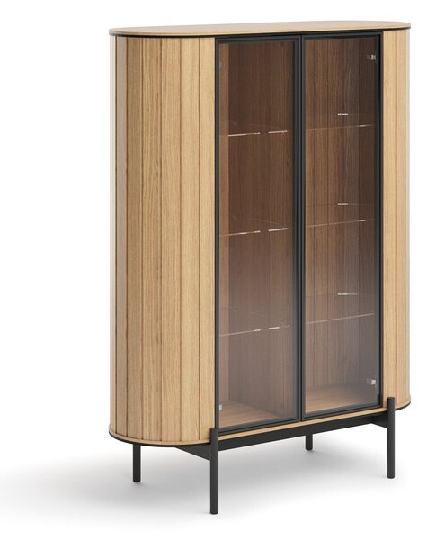 Könyvespolc Elbdore 110, Zárt, Edzett üveg, Laminált forgácslap, 141x107x45cm, Tölgy