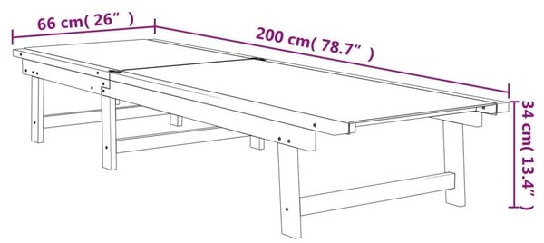 VidaXL Napozóágy - Akácfa - Textilén - 2 db