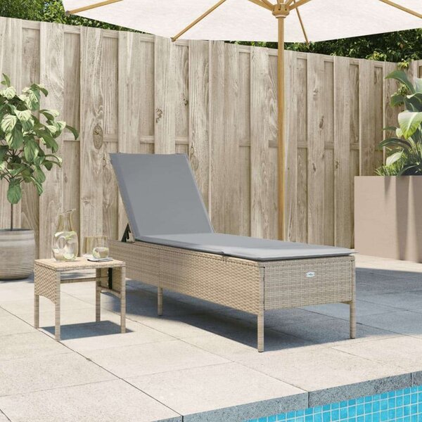 VidaXL Napozóágy - Bézs Polyrattan - 198cm