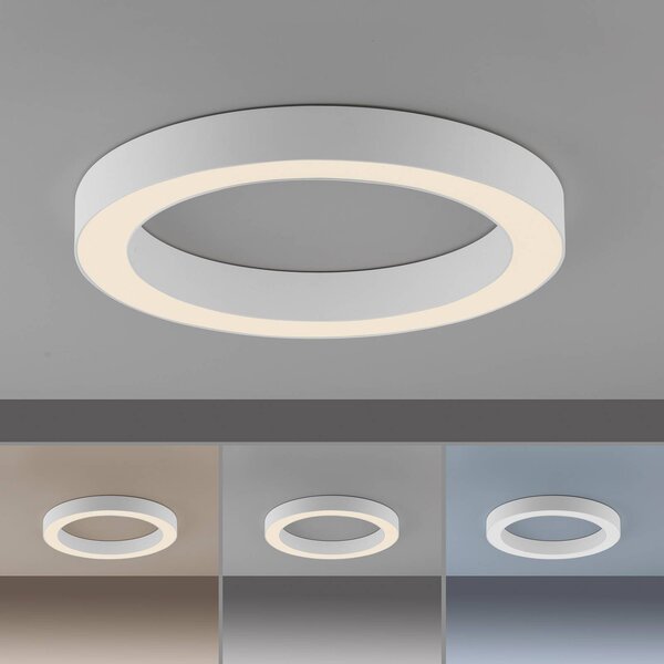 PURE Lines LED mennyezeti lámpa, 35 cm átmérőjű, fehér, CCT, dimmelhető, Fehér / opál, Nappali / Étkező, Alumínium, Modern