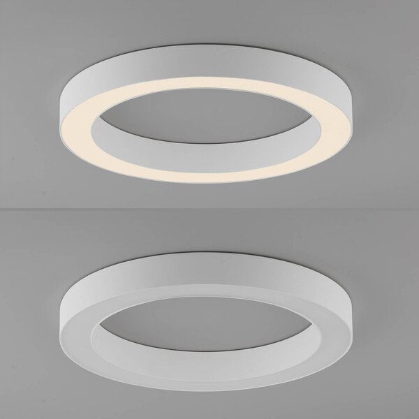 PURE Lines LED mennyezeti lámpa, 35 cm átmérőjű, fehér, CCT, dimmelhető, Fehér / opál, Nappali / Étkező, Alumínium, Modern
