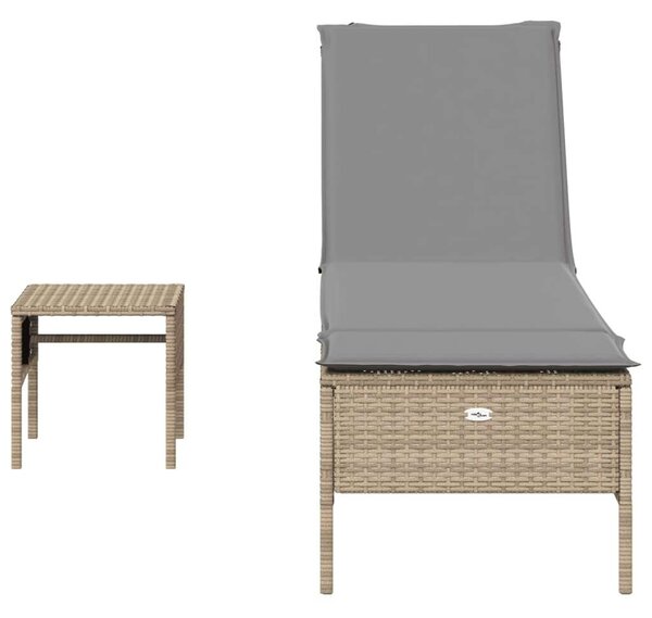 VidaXL Napozóágy - Bézs Polyrattan - 198cm
