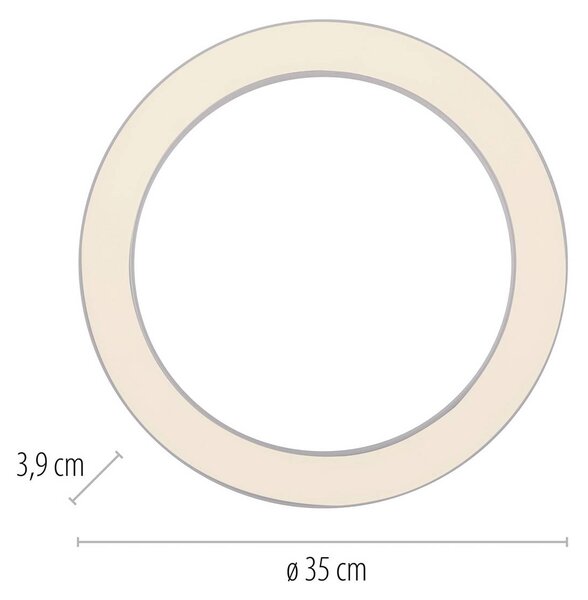 PURE Lines LED mennyezeti lámpa, 35 cm átmérőjű, fehér, CCT, dimmelhető, Fehér / opál, Nappali / Étkező, Alumínium, Modern