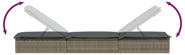 VidaXL Napozóágy Szett - 2 db, Szürke Polyrattan