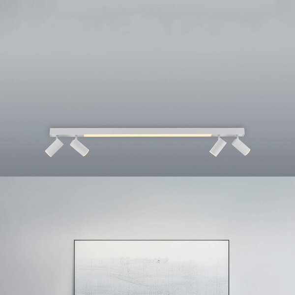 PURE Lines LED mennyezeti lámpa, 120 cm, fehér, CCT, távirányító, dimmelhető, Fehér / opál, Nappali / Étkező, fém, Modern