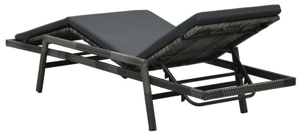 Polyrattan Napozóágy - Szürke - 196cm