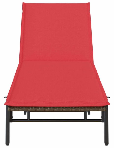 VidaXL barna polyrattan napozóágy párnával