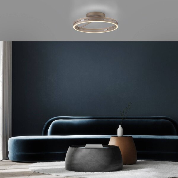PURE LED mennyezeti világítás Loop bronz színű, fém Ø 60 cm CCT, dimmelhető, Bronz / antik sárgaréz, Nappali / Étkező, Alumínium, Modern