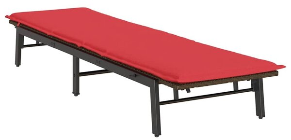VidaXL barna polyrattan napozóágy párnával