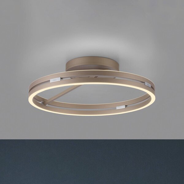 PURE LED mennyezeti világítás Loop bronz színű, fém Ø 60 cm CCT, dimmelhető, Bronz / antik sárgaréz, Nappali / Étkező, Alumínium, Modern