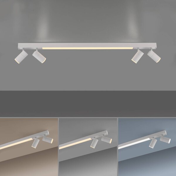 PURE Lines LED mennyezeti lámpa, 120 cm, fehér, CCT, távirányító, dimmelhető, Fehér / opál, Nappali / Étkező, fém, Modern