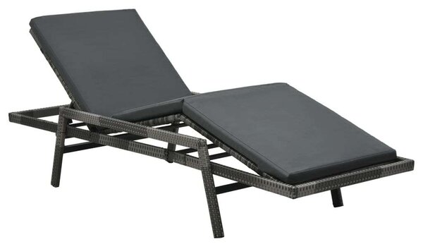 Polyrattan Napozóágy - Szürke - 196cm