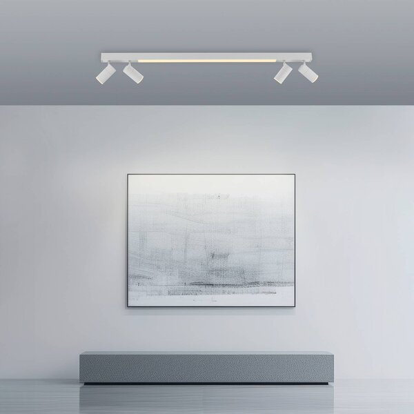 PURE Lines LED mennyezeti lámpa, 120 cm, fehér, CCT, távirányító, dimmelhető, Fehér / opál, Nappali / Étkező, fém, Modern