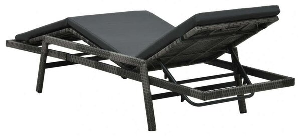 Polyrattan Napozóágy - Szürke - 196cm