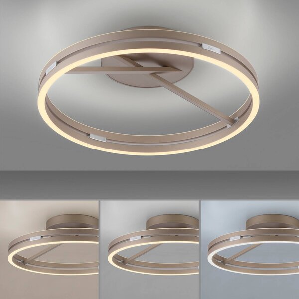 PURE LED mennyezeti világítás Loop bronz színű, fém Ø 60 cm CCT, dimmelhető, Bronz / antik sárgaréz, Nappali / Étkező, Alumínium, Modern