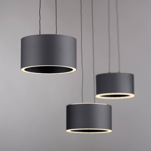 PURE Clipse LED lógó lámpa, szürke, hossza 110 cm, CCT, 6 izzós, dimmelhető, Alu / szürke / cink, Nappali / Étkező, fém, Modern