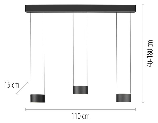 PURE Clipse LED lógó lámpa, szürke, hossza 110 cm, CCT, 6 izzós, dimmelhető, Alu / szürke / cink, Nappali / Étkező, fém, Modern