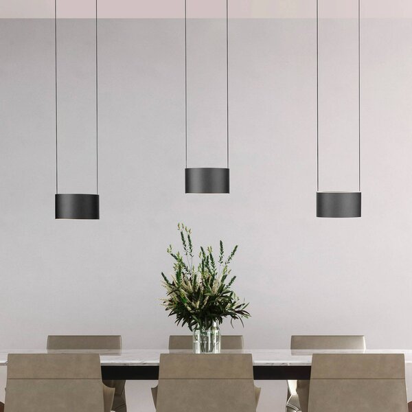 PURE Clipse LED lógó lámpa, szürke, hossza 110 cm, CCT, 6 izzós, dimmelhető, Alu / szürke / cink, Nappali / Étkező, fém, Modern