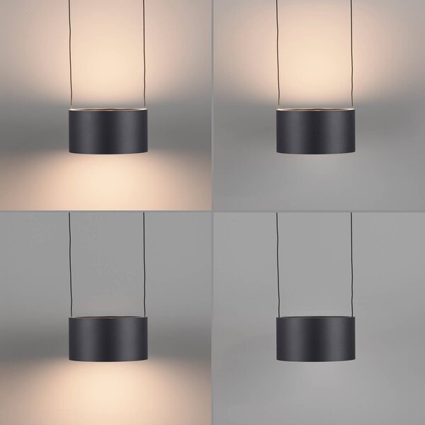 PURE Clipse LED függő lámpa, szürke, Ø 20 cm, CCT-fényerőszabályozó, 2 izzós, dimmelhető, Alu / szürke / cink, Nappali / Étkező, fém, Modern