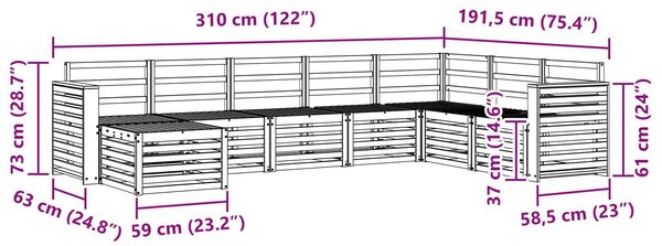 VidaXL Kültéri kanapé szett 8 pcs Természetes Tömör Akácfa
