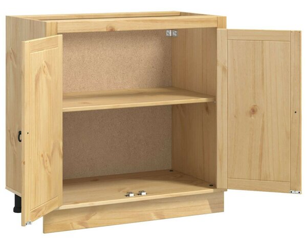 VidaXL Cabinet polcokkal tárolóval Méz 80 x 46 x 81,5 cm Tömör fenyőfa