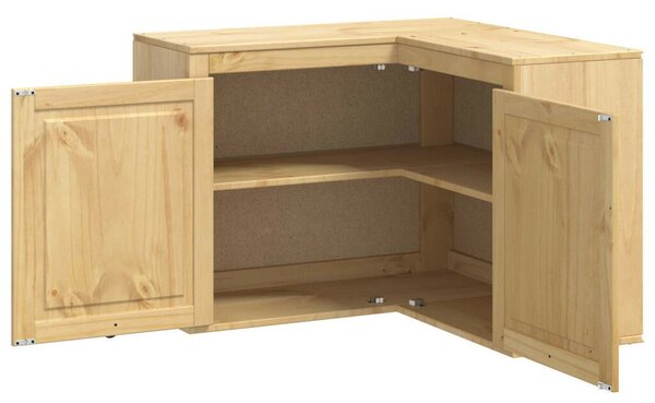 VidaXL Cabinet polcokkal tárolóval Méz 80 x 80 x 60 cm Tömör fenyőfa