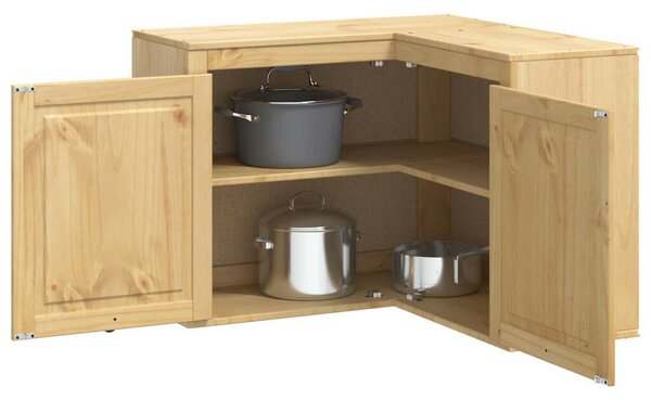 VidaXL Cabinet polcokkal tárolóval Méz 80 x 80 x 60 cm Tömör fenyőfa