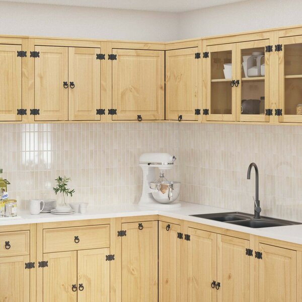 VidaXL Cabinet polcokkal tárolóval Méz 80 x 80 x 60 cm Tömör fenyőfa